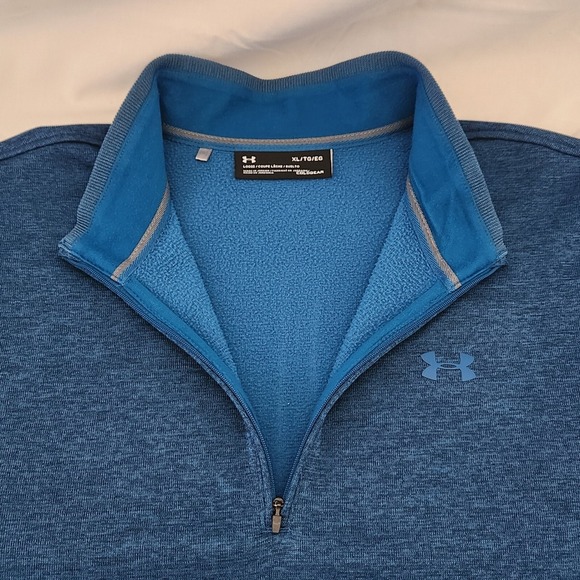 Under Armour Pullover ColdGear Loose Quarter Zip Athletic Blue Mens‎ XL - Picture 4 of 6